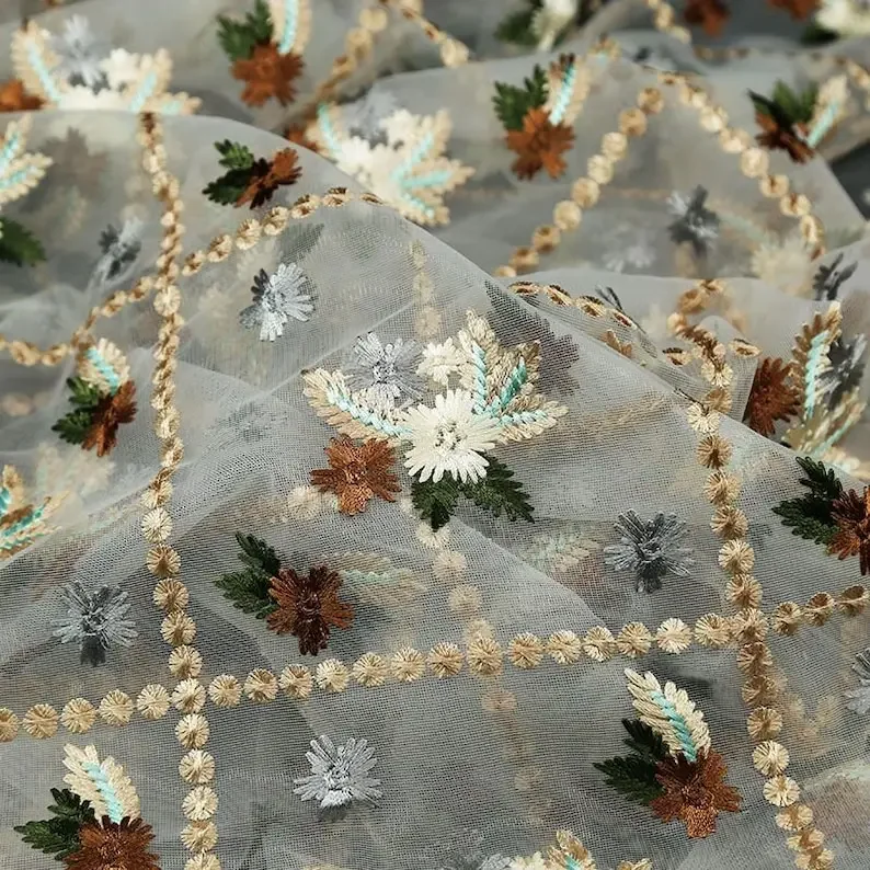 High-grade flower embroidery lace fabric floral embroidery tulle fabric, for Tablecloths, Decor, Handmade DIY Fabrics 55" width
High-grade flower embroidery lace fabric floral embroidery tulle fabric, for Tablecloths, Decor, Handmade DIY Fabrics 55" width