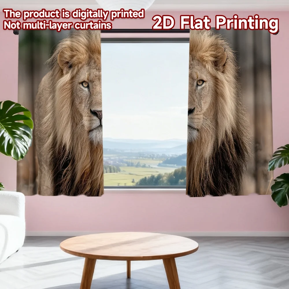 2D flat printing 2pcs Window Curtains Majestic Lion's Gaze Digital Printed Polyester Drapes All Season Party & Holiday Decor
2D flat printing 2pcs Window Curtains Majestic Lion's Gaze Digital Printed Polyester Drapes All Season Party & Holiday Decor
