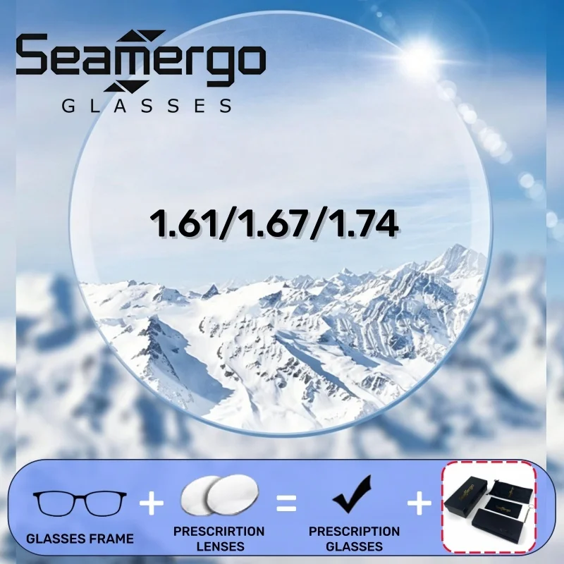 SEAMERGO 1.61/1.67/1.74 Frameless Prescription Lens Ultra-Thin Aspherical CR-39 Customized Photochromic Lenses Recipe with Box
SEAMERGO 1.61/1.67/1.74 Frameless Prescription Lens Ultra-Thin Aspherical CR-39 Customized Photochromic Lenses Recipe with Box