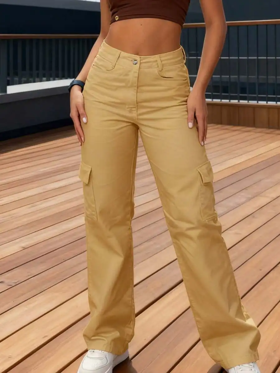 Womens High Waist Straight Leg Cargo Pants With Multiple Pockets Casual Workwear Style
Womens High Waist Straight Leg Cargo Pants With Multiple Pockets Casual Workwear Style