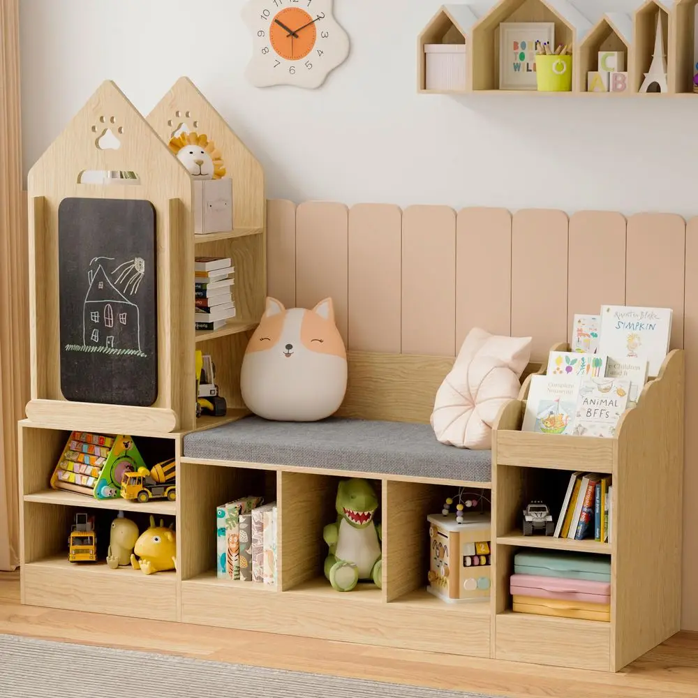 Kids Reading Nook with Storage Bench and Chalkboard, Wooden Kids Bookshelf and Toy Storage, Toy Organizer for Boys amp Girls, T
Kids Reading Nook with Storage Bench and Chalkboard, Wooden Kids Bookshelf and Toy Storage, Toy Organizer for Boys amp Girls, T