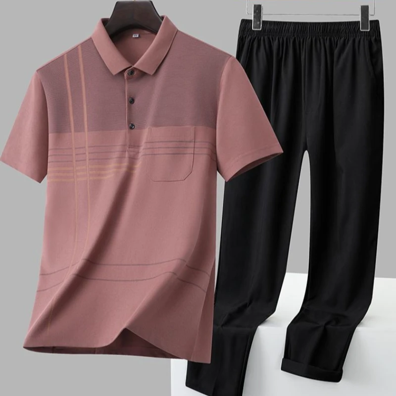 Plus Size Men's Summer Loungewear Set Cooling Ice Silk Short Sleeve Button Up Shirt with Long Trousers Comfort Fit Dad Clothing
Plus Size Men's Summer Loungewear Set Cooling Ice Silk Short Sleeve Button Up Shirt with Long Trousers Comfort Fit Dad Clothing