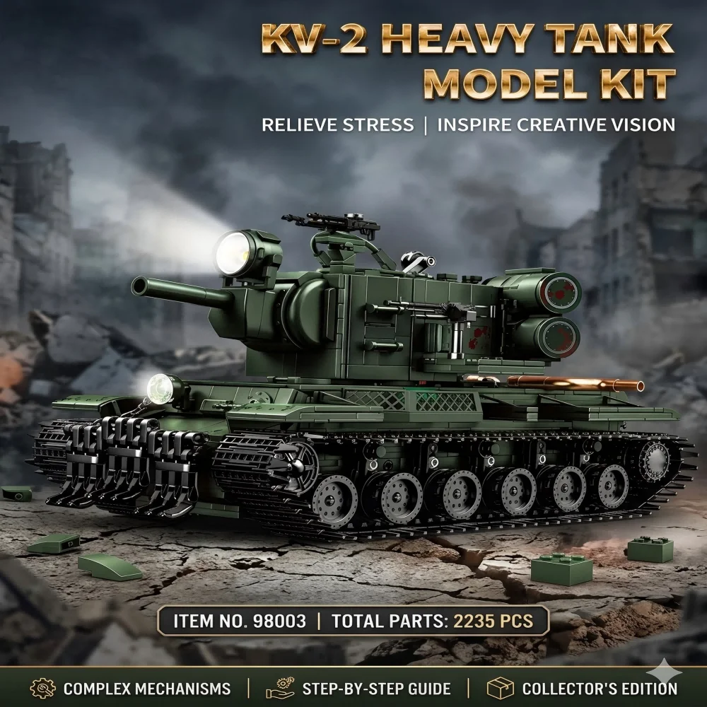 2235PCS KV-2 Heavy Tank Building Blocks MOC DIY Military Army Weapon Bricks WW2 Vehicle Model Set Creative Toy for Adult Kids
2235PCS KV-2 Heavy Tank Building Blocks MOC DIY Military Army Weapon Bricks WW2 Vehicle Model Set Creative Toy for Adult Kids