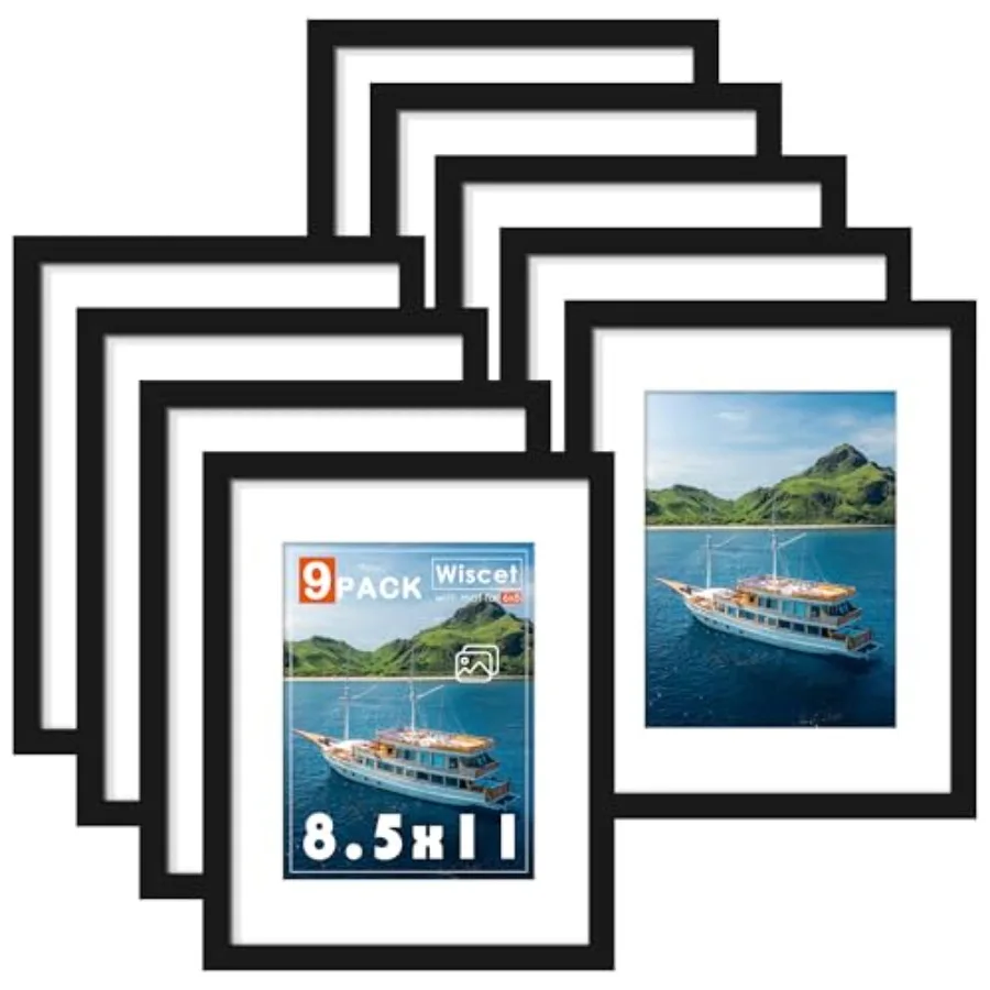 Picture Frame Set of 9 Display Pictures 6x8 with Mat or without Mat Photo Frame for Wall Mounting or Tabletop Display
Picture Frame Set of 9 Display Pictures 6x8 with Mat or without Mat Photo Frame for Wall Mounting or Tabletop Display