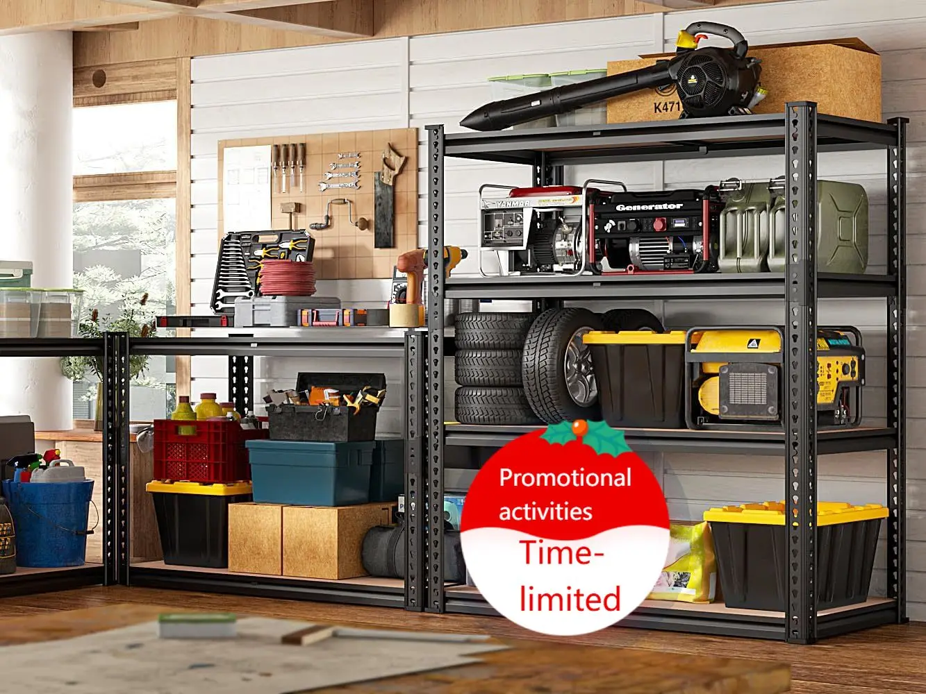 REIBII 40" W Storage Shelves 2000LBS Adjustable Garage Shelving Metal Heavy Duty 4 Tier Garage Shelves 60" H Metal Shelves for C
REIBII 40" W Storage Shelves 2000LBS Adjustable Garage Shelving Metal Heavy Duty 4 Tier Garage Shelves 60" H Metal Shelves for C