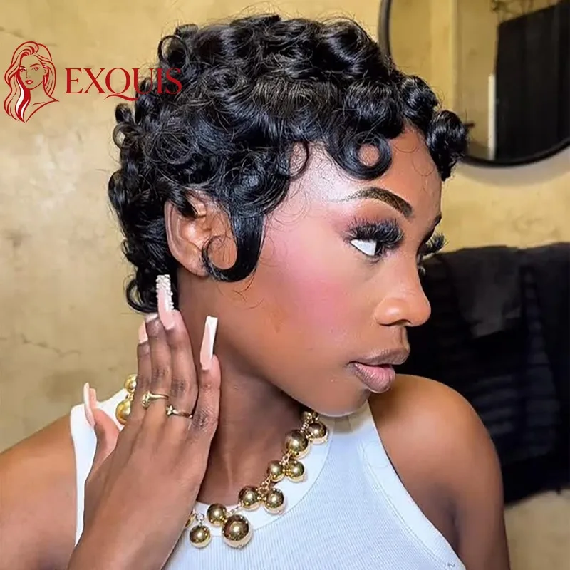 6 Inch Human Hair Short Curly Pixie Wigs for Women Deep Wave Remy Hair Short Pixie Cut Glueless Wigs with Bangs Natural Black
6 Inch Human Hair Short Curly Pixie Wigs for Women Deep Wave Remy Hair Short Pixie Cut Glueless Wigs with Bangs Natural Black