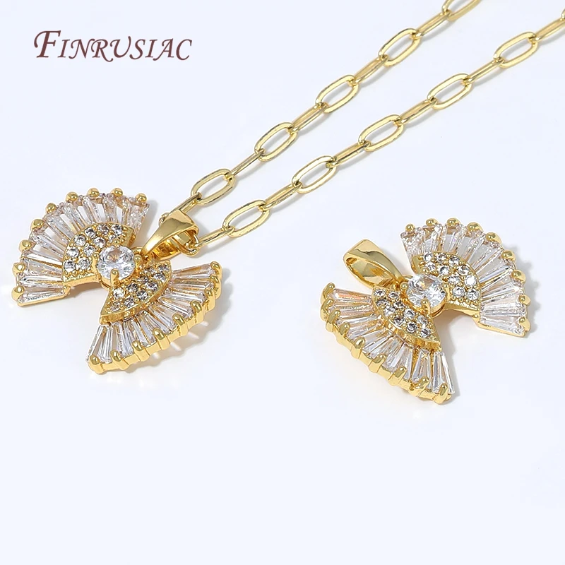 18K Gold Plated Fan Shape Pendant with Baguette CZ,Bow Cubic Zirconia Charm For DIY Necklace Jewelry Making Supplies Accessories
18K Gold Plated Fan Shape Pendant with Baguette CZ,Bow Cubic Zirconia Charm For DIY Necklace Jewelry Making Supplies Accessories