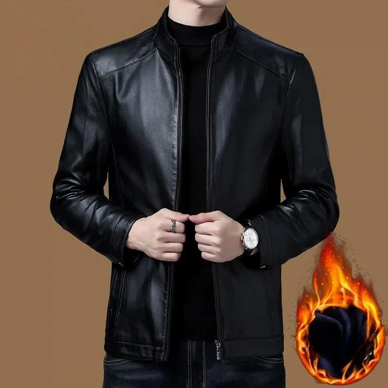 New Winter Leather Jackets for Men Thickened with Fleece Stand-up Collar and Lapel Leather Jackets for Young and Middle-aged Men
New Winter Leather Jackets for Men Thickened with Fleece Stand-up Collar and Lapel Leather Jackets for Young and Middle-aged Men