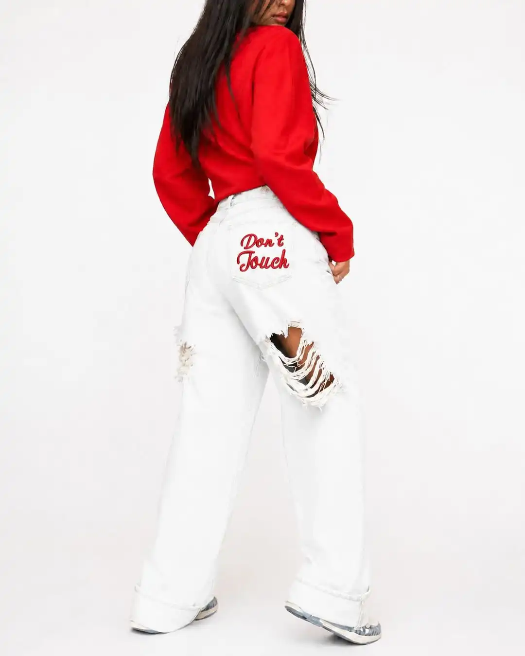 Hip Hop Don’t Touch Embroidery Letter Ripped Jeans Women Y2k Casual Goth Streetwear Wide Leg Denim Pants Baggy Slouchy Jeans
Hip Hop Don’t Touch Embroidery Letter Ripped Jeans Women Y2k Casual Goth Streetwear Wide Leg Denim Pants Baggy Slouchy Jeans