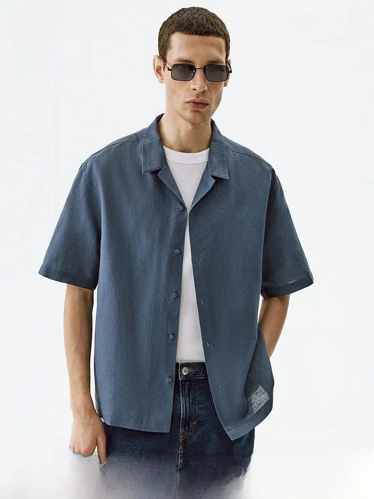 H&M Men's Casual Style Linen Blend Shirt Cuban Collar Short Sleeve Standard Fit Summer New Arrival Male Fashion Clothing
H&M Men's Casual Style Linen Blend Shirt Cuban Collar Short Sleeve Standard Fit Summer New Arrival Male Fashion Clothing
