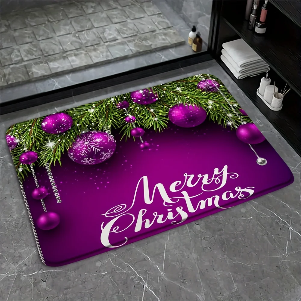 Merry Christmas with Purple Bells and Pine Branches Bathroom Anti-silp Doormat Suitable for Living Room Decorations Accessories
Merry Christmas with Purple Bells and Pine Branches Bathroom Anti-silp Doormat Suitable for Living Room Decorations Accessories