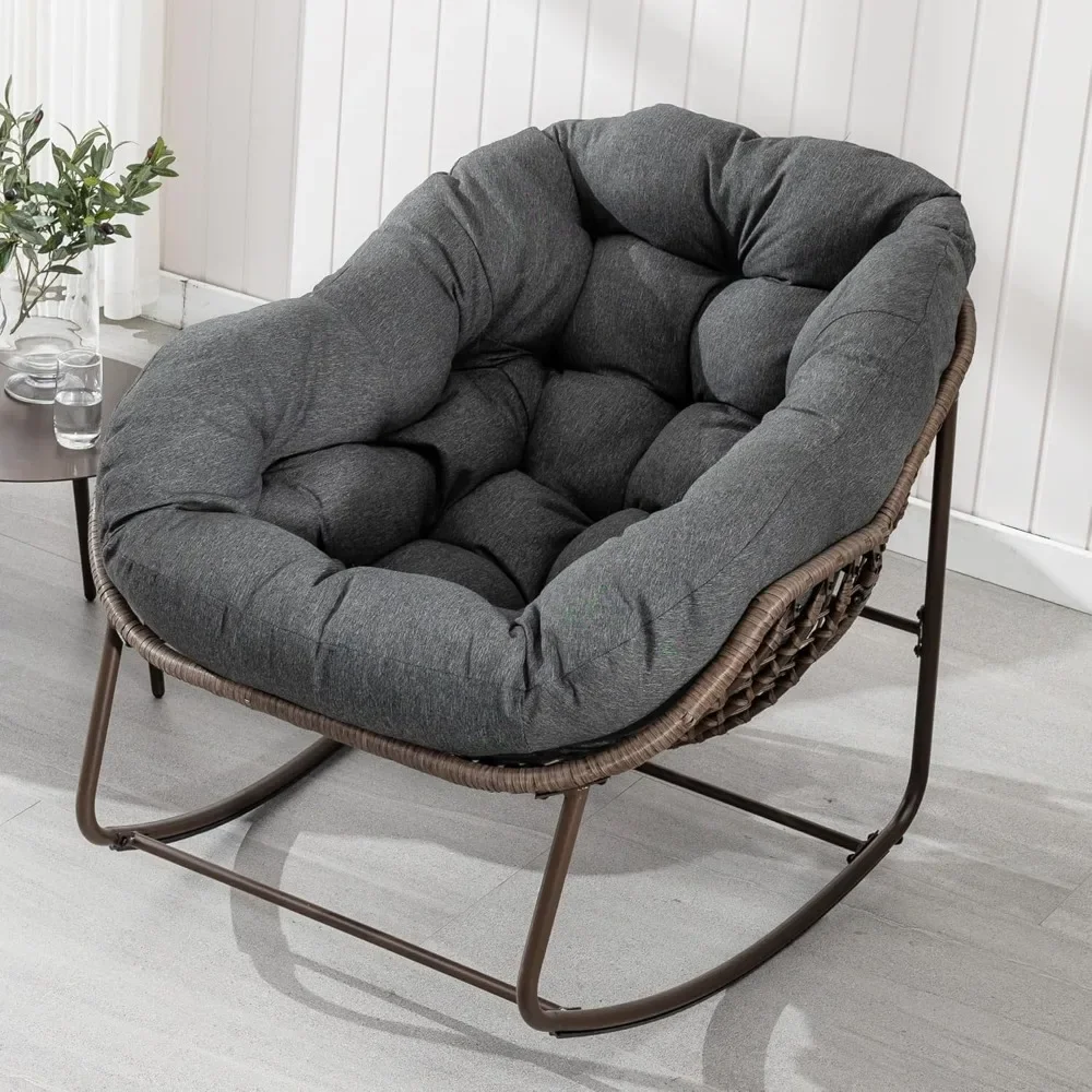 Outdoor Rocking Chair - Extra Large Comfortable Terrace Chair Indoor Egg Royal Rattan Rocking Chair with Soft Cushion
Outdoor Rocking Chair - Extra Large Comfortable Terrace Chair Indoor Egg Royal Rattan Rocking Chair with Soft Cushion