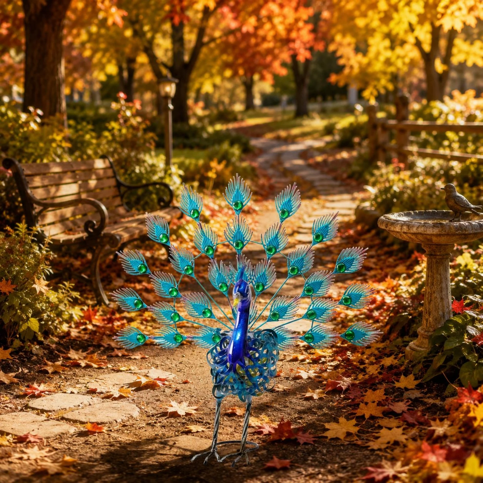 Peacock Garden Sculpture Fan-Shaped Tail Metal Peacock Ornament Curled Body Long Legs
Peacock Garden Sculpture Fan-Shaped Tail Metal Peacock Ornament Curled Body Long Legs