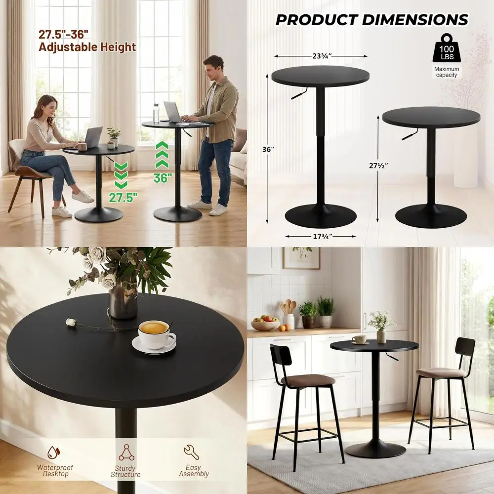 Adjustable Height Round Pub Table Set of 4, 27-36, Ideal for Cocktails, Parties, Dining Rooms, and Events, Black
Adjustable Height Round Pub Table Set of 4, 27-36, Ideal for Cocktails, Parties, Dining Rooms, and Events, Black