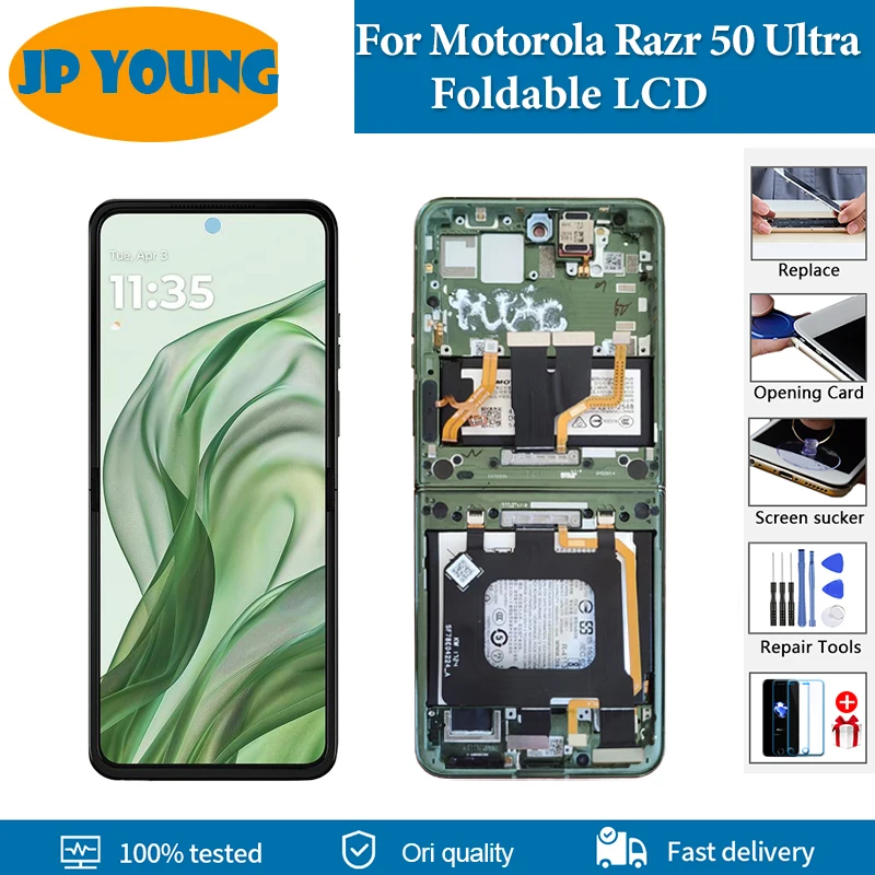 6,9 "AMOLED для Motorola Razr 50 Ultra складной ЖК-дисплей с цифровым преобразователем сенсорного экрана для Moto Razr 5 razr Plus 2024, запасные части для ЖК-дисплея
6,9 "AMOLED для Motorola Razr 50 Ultra складной ЖК-дисплей с цифровым преобразователем сенсорного экрана для Moto Razr 5 razr Plus 2024, запасные части для ЖК-дисплея