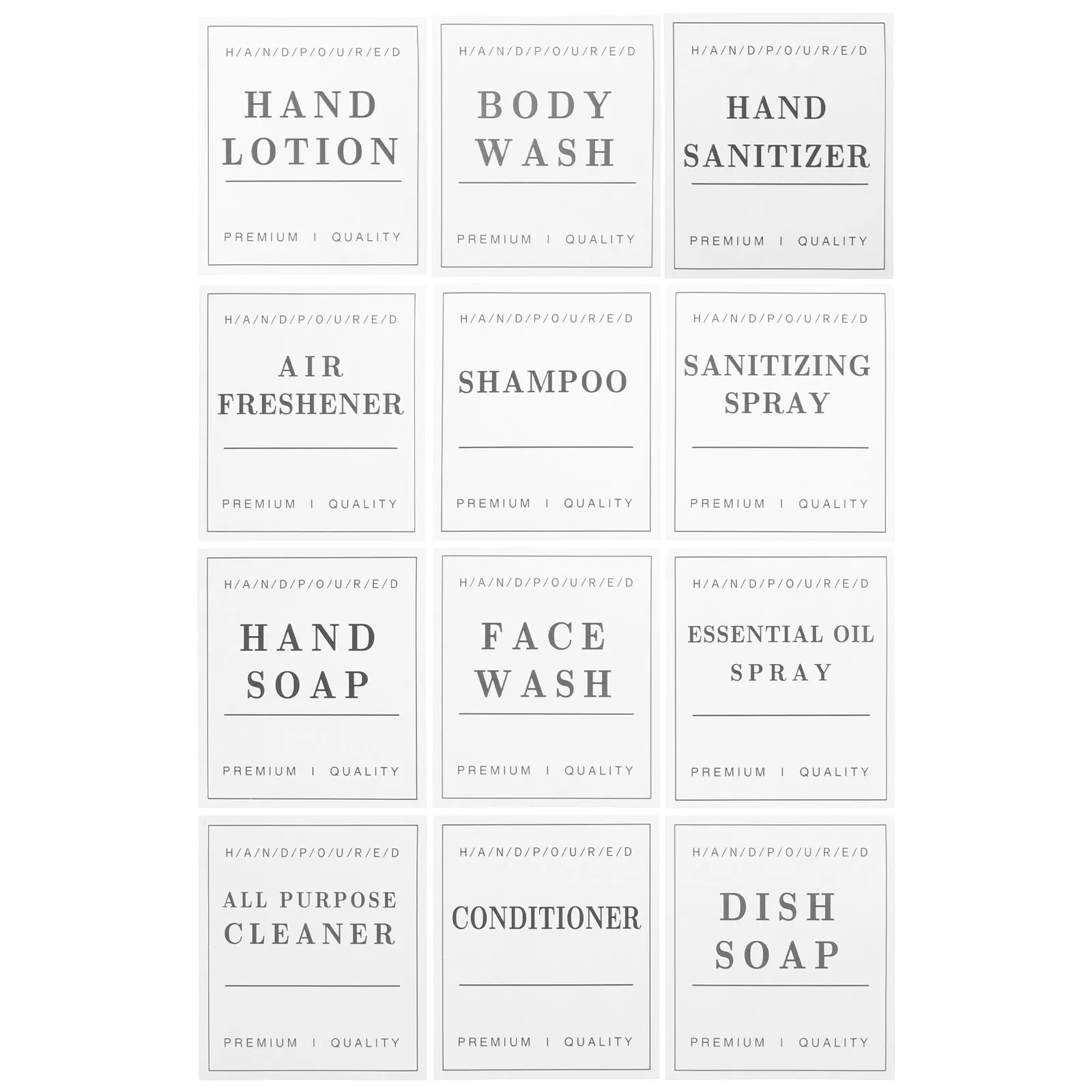 12pcs Waterproof Sticker 70x80mm White PVC Self Adhesive Bathroom Shampoo Bottle Labels Dispenser Travel Accessories
12pcs Waterproof Sticker 70x80mm White PVC Self Adhesive Bathroom Shampoo Bottle Labels Dispenser Travel Accessories