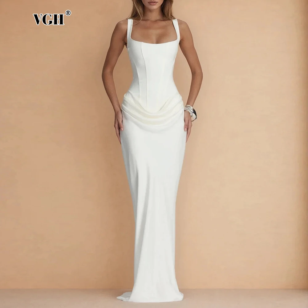 VGH Elegant Square Collar Draped Bridal Maxi Dresses For Women Sleeveless Corset Waist Bodycon Skirt For Luxury Cocktail Dinners
VGH Elegant Square Collar Draped Bridal Maxi Dresses For Women Sleeveless Corset Waist Bodycon Skirt For Luxury Cocktail Dinners
