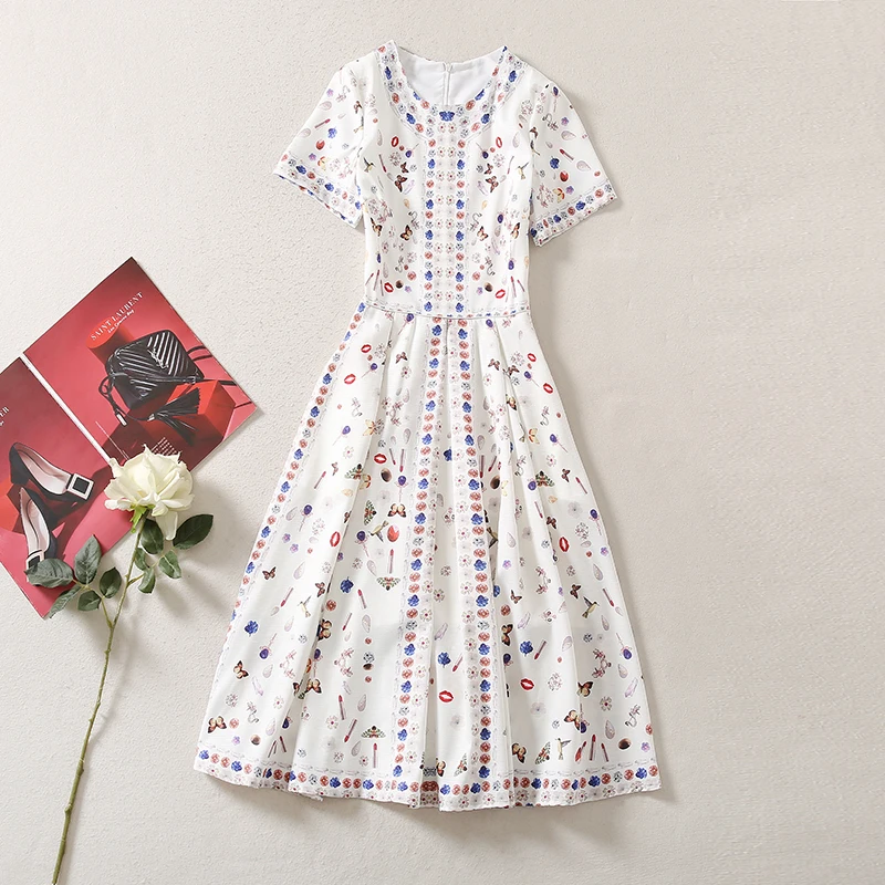 MIUXIMAO 2022 High Quality Spring&Summer Elegant Dress Short Sleeve O-Neck Print Fashion Casual Knee length Dress Women Vestide
MIUXIMAO 2022 High Quality Spring&Summer Elegant Dress Short Sleeve O-Neck Print Fashion Casual Knee length Dress Women Vestide