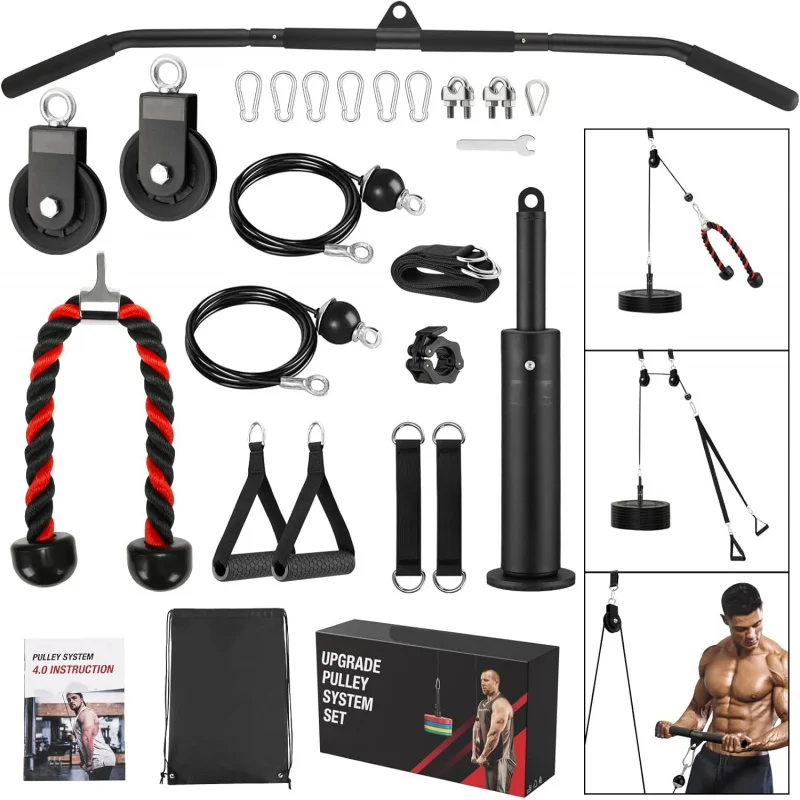 Upgraded Weight Lift Pulley System - LAT Pulley Attachments with Adjustable Length Cable for Full Body Training, Home Gym Set
Upgraded Weight Lift Pulley System - LAT Pulley Attachments with Adjustable Length Cable for Full Body Training, Home Gym Set