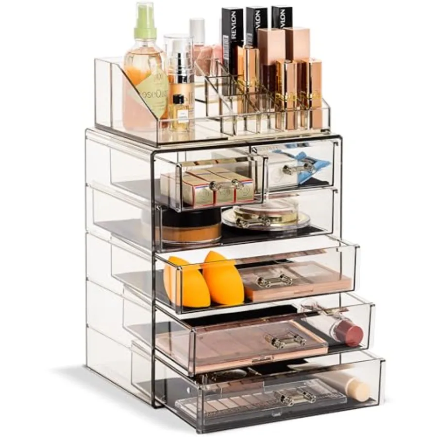 Acrylic Makeup Organizer Set, 6-Drawer Vanity and Countertop Cosmetic Storage with Small and Wide Compartments, Black-Tint Make
Acrylic Makeup Organizer Set, 6-Drawer Vanity and Countertop Cosmetic Storage with Small and Wide Compartments, Black-Tint Make