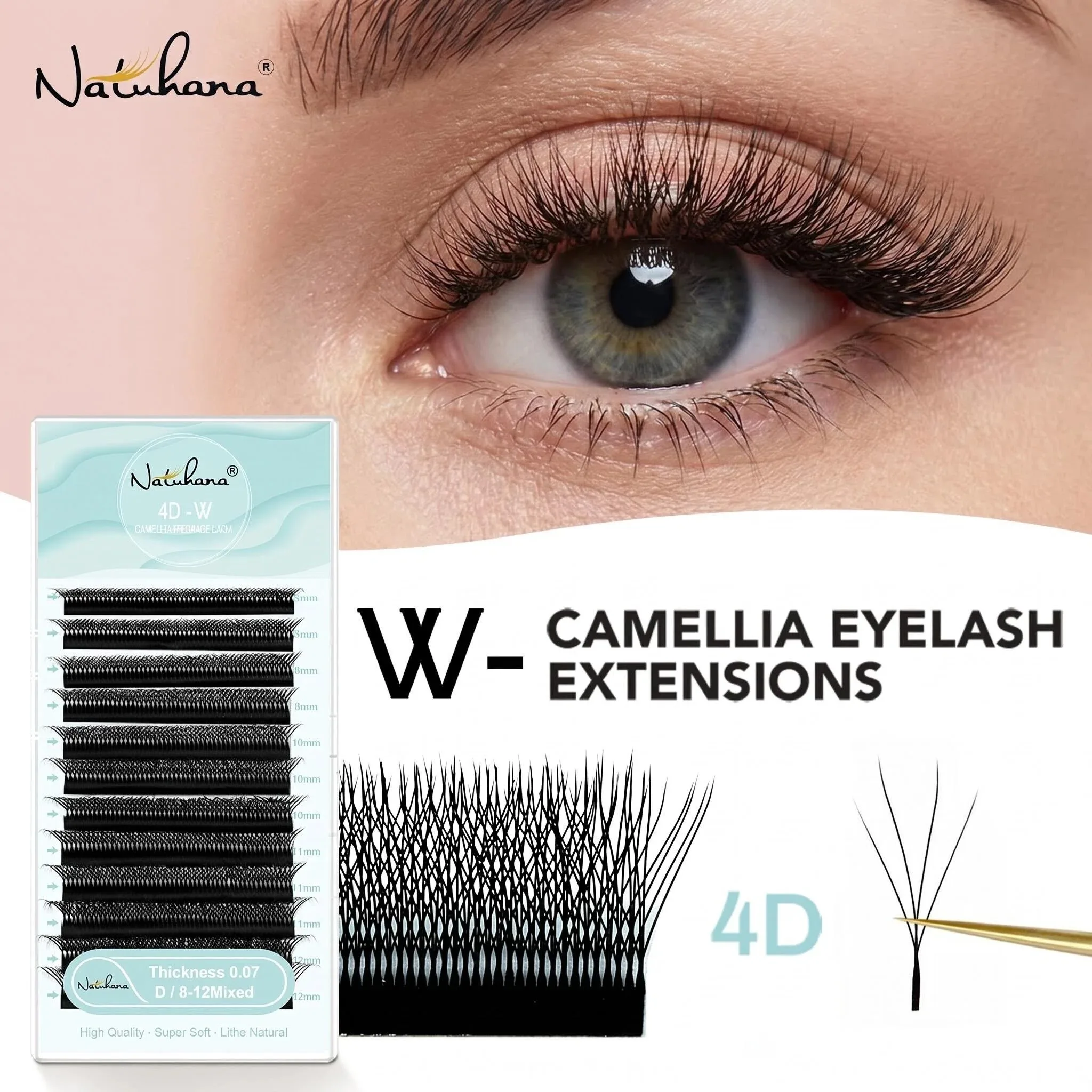 NATUHANA Camellia Premade Fans Eyelash Extensions 3D 4D 5D W-Shape Volume Lashes 0.07mm C D L Curl Fluffy Lash Supplies
NATUHANA Camellia Premade Fans Eyelash Extensions 3D 4D 5D W-Shape Volume Lashes 0.07mm C D L Curl Fluffy Lash Supplies