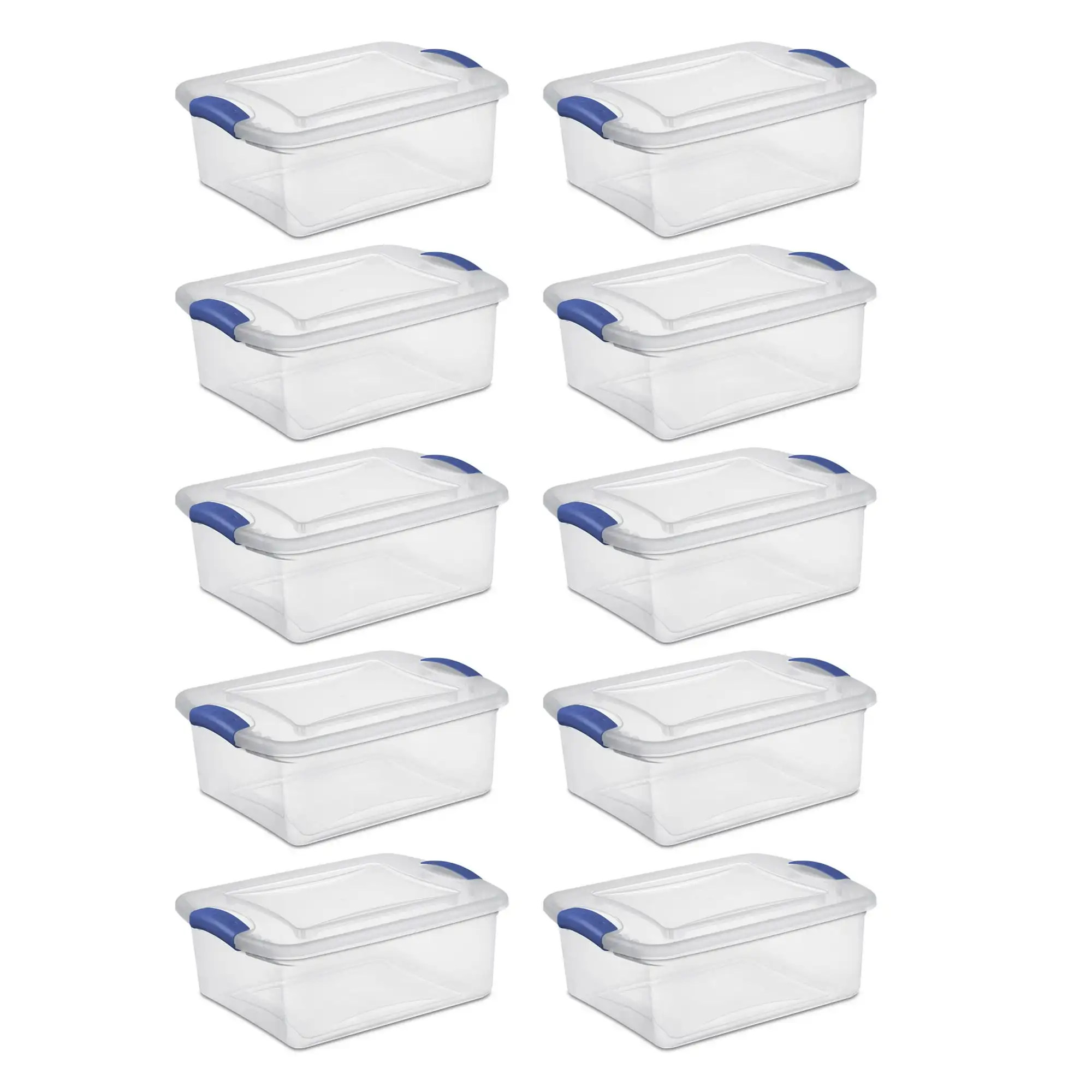 Sterilite 15 Quart Latch Box, Clear Plastic Storage Bin with Clear Lid, Blue, 10 Pack
Sterilite 15 Quart Latch Box, Clear Plastic Storage Bin with Clear Lid, Blue, 10 Pack