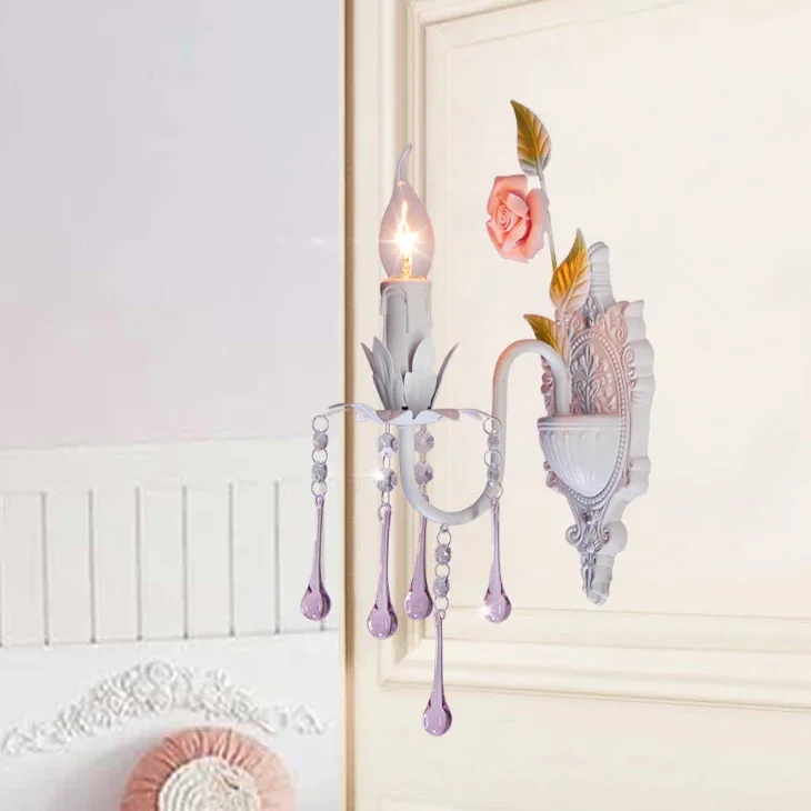 American garden flower decoration living room lamp bedroom lamp rose iron lamp children's bedside wall crystal wall lamp
American garden flower decoration living room lamp bedroom lamp rose iron lamp children's bedside wall crystal wall lamp