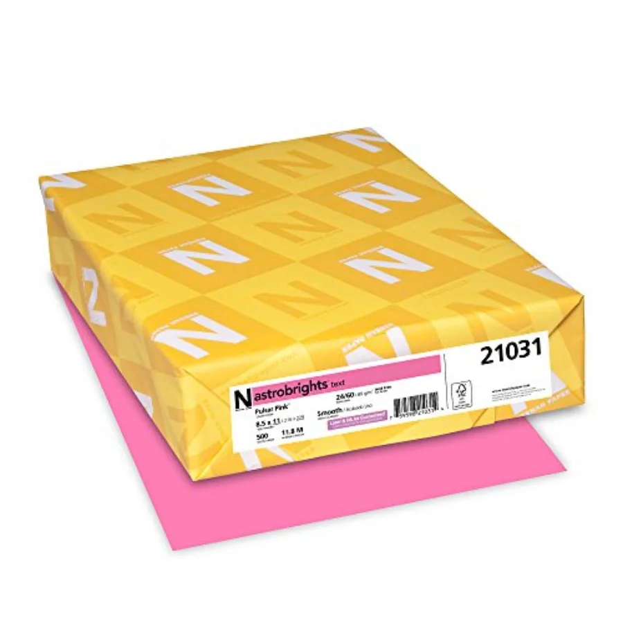 Astrobrights Color Paper, 8.5†x 11â€, 24 lb/89 GSM, Pulsar Pink, 500 Sheets 21031
Astrobrights Color Paper, 8.5†x 11â€, 24 lb/89 GSM, Pulsar Pink, 500 Sheets 21031