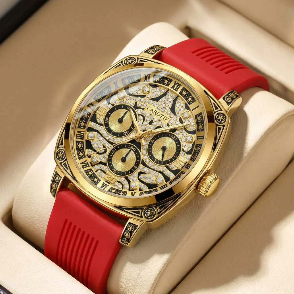 1pcs Men's gold dial silicone strap vintage fashion classic fashion details Quartz Watch for daily business party holiday
1pcs Men's gold dial silicone strap vintage fashion classic fashion details Quartz Watch for daily business party holiday