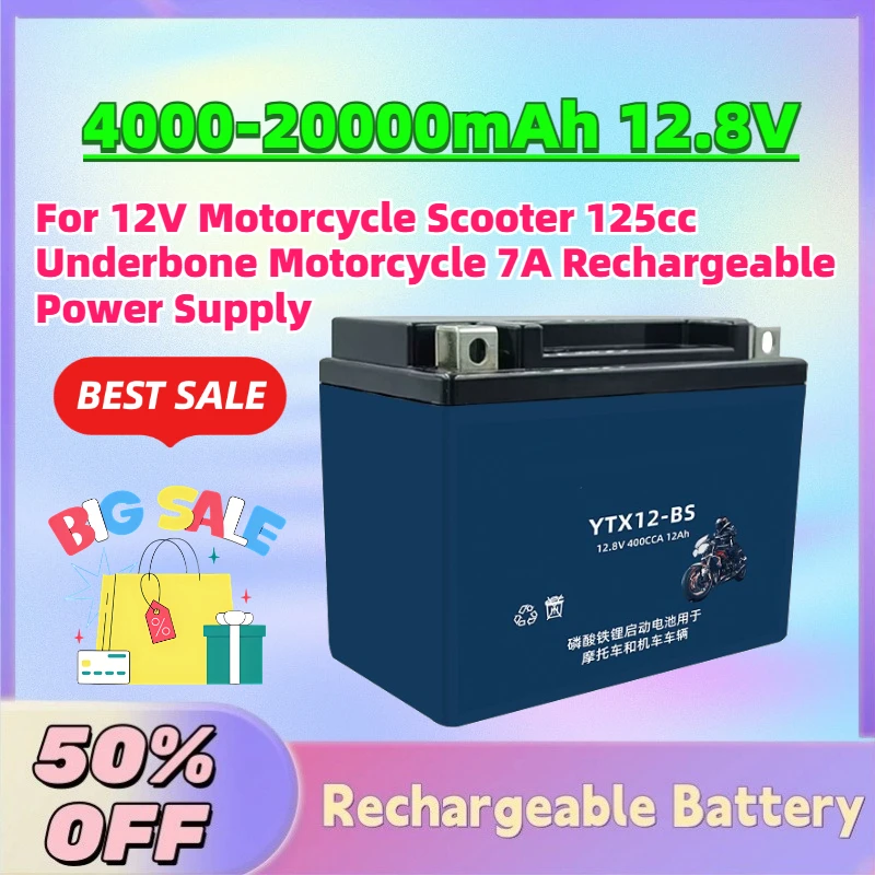 Upgrade 4Ah-20Ah 12.8V LiFePO4 Battery Packs for 12V Motorcycle Scooter 125cc Underbone Motorcycle 7A Rechargeable Power Supply
Upgrade 4Ah-20Ah 12.8V LiFePO4 Battery Packs for 12V Motorcycle Scooter 125cc Underbone Motorcycle 7A Rechargeable Power Supply