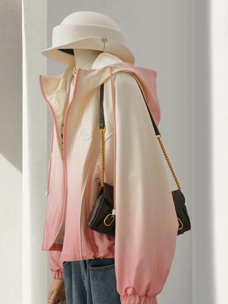 Women Gradient Pink Hooded Jacket Spring 2026 Sweet Cute Youthful Short Coat Petite Fit Casual Fashion Shirt Outerwear Top
Women Gradient Pink Hooded Jacket Spring 2026 Sweet Cute Youthful Short Coat Petite Fit Casual Fashion Shirt Outerwear Top