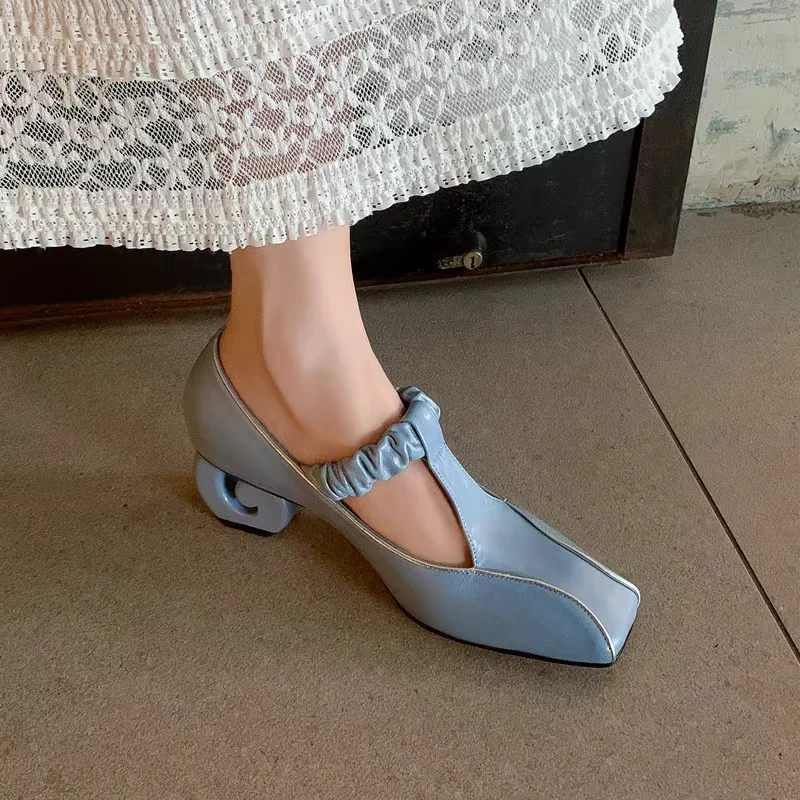 2025 Summer New Women's Mary Jane Shoes Square Toe Shaped Heel Heightening T-Strap Blue Retro Elegant Ladies Shallow Single Shoe
2025 Summer New Women's Mary Jane Shoes Square Toe Shaped Heel Heightening T-Strap Blue Retro Elegant Ladies Shallow Single Shoe
