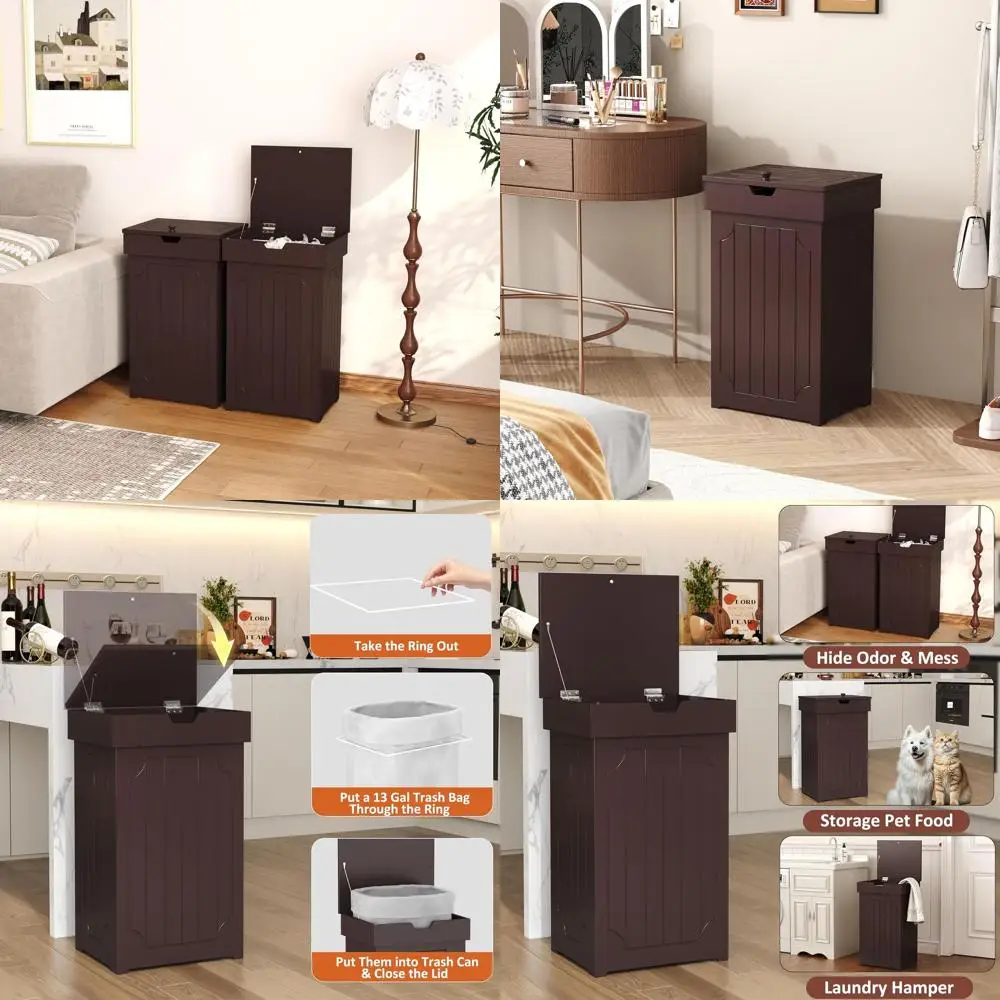 13 Gallon Wooden Kitchen Trash Can with Lid, Dog-Proof, Farmhouse Style for Home Use
13 Gallon Wooden Kitchen Trash Can with Lid, Dog-Proof, Farmhouse Style for Home Use