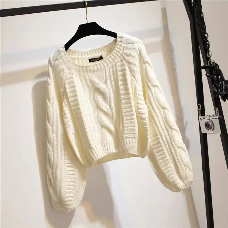 Autumn Winter 2025 Fried Dough Twists Sweater Loose Short Pullover Tops Thicken Knitting Female Long sleeved Korean Shirt
Autumn Winter 2025 Fried Dough Twists Sweater Loose Short Pullover Tops Thicken Knitting Female Long sleeved Korean Shirt
