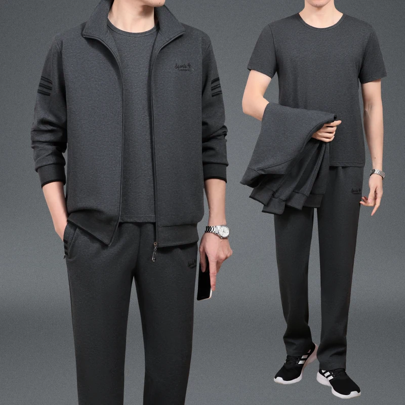 Новый весенний повседневный спортивный костюм-тройка для мужчин среднего возраста: футболка, брюки и куртка на молнии с длинным рукавом
Новый весенний повседневный спортивный костюм-тройка для мужчин среднего возраста: футболка, брюки и куртка на молнии с длинным рукавом