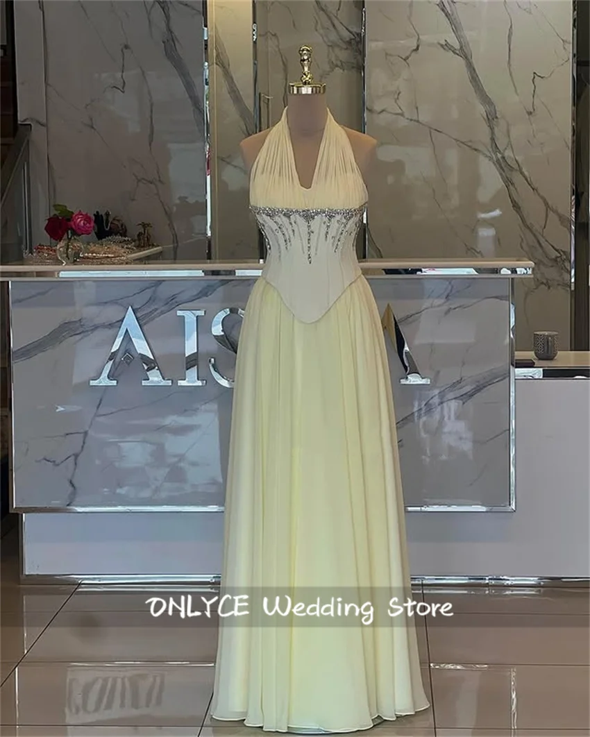 Yellow Halter Mermaid Prom Dresses 2025 Party Dress Crystals Beads Wedding Dance Party Dress Corset Gown Customized
Yellow Halter Mermaid Prom Dresses 2025 Party Dress Crystals Beads Wedding Dance Party Dress Corset Gown Customized