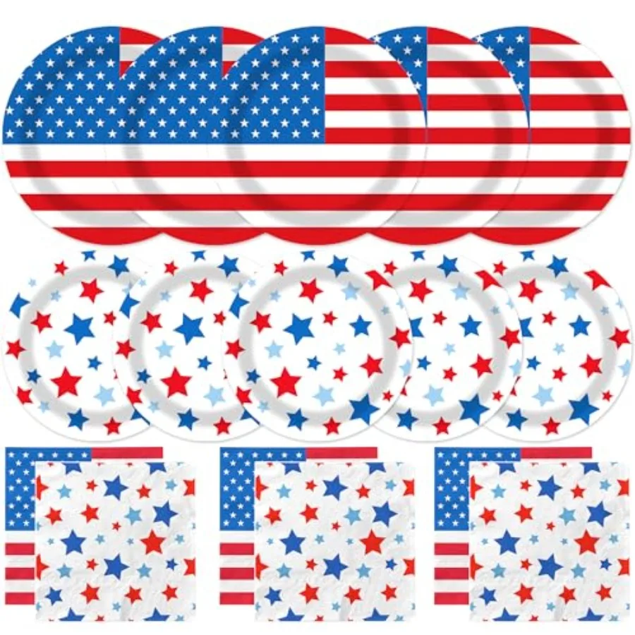200 Pcs American Flag Patriotic Party Supplies Disposable Napkins and Paper Plates USA 250th, 4th of July Table Decor Party Coc
200 Pcs American Flag Patriotic Party Supplies Disposable Napkins and Paper Plates USA 250th, 4th of July Table Decor Party Coc