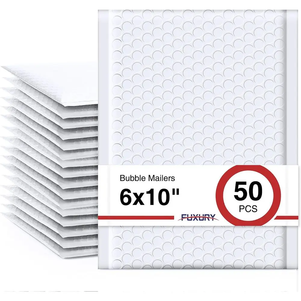 50 Pack 6x10 Inch White Padded Bubble Mailers, 6x9 Usable Size, Thick Opaque Shipping Bags for Small Business
50 Pack 6x10 Inch White Padded Bubble Mailers, 6x9 Usable Size, Thick Opaque Shipping Bags for Small Business