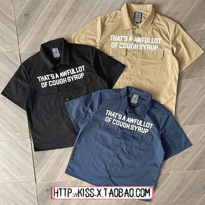 Casual Cotton Short Sleeve Shirt Letter Print Loose Fit Men's Spring Summer Fashionable Cough Syrup Pattern Button up
Casual Cotton Short Sleeve Shirt Letter Print Loose Fit Men's Spring Summer Fashionable Cough Syrup Pattern Button up