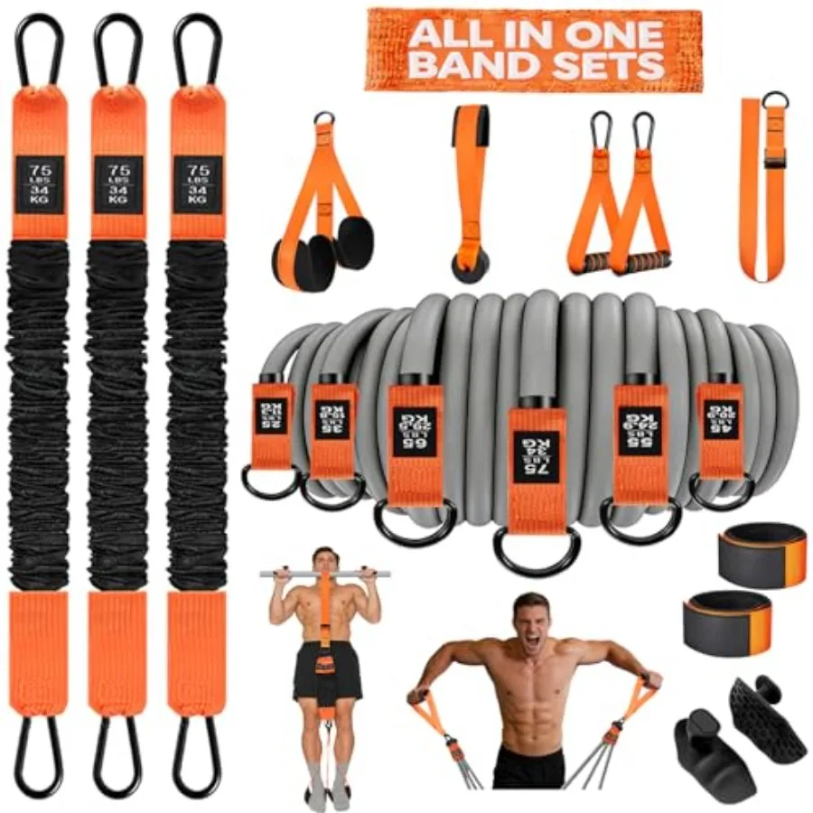 2 in 1 18PCS Heavy Resistance Bands and Assisted Pull Up Bands Combo 300LBS/225LBS with Non-Slip Handles, Ankle Straps, Door An
2 in 1 18PCS Heavy Resistance Bands and Assisted Pull Up Bands Combo 300LBS/225LBS with Non-Slip Handles, Ankle Straps, Door An