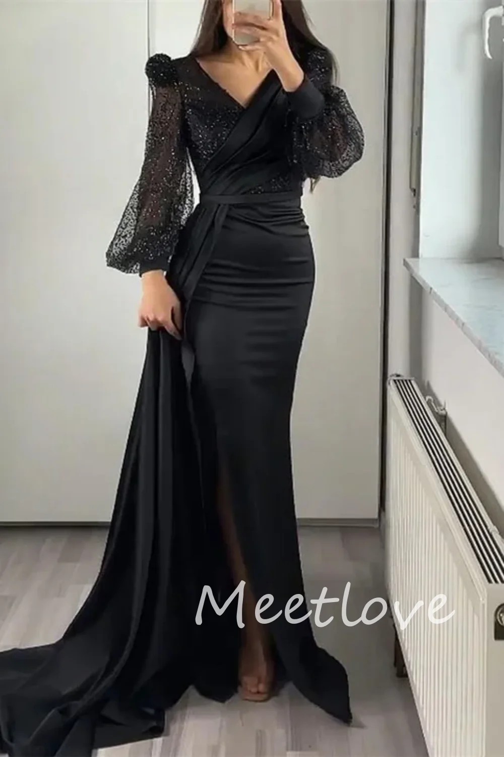 Meetlove 2024 Sheath V Neck Long Lantern Sleeves Floor Length Prom Party Dress Evening Dress
Meetlove 2024 Sheath V Neck Long Lantern Sleeves Floor Length Prom Party Dress Evening Dress