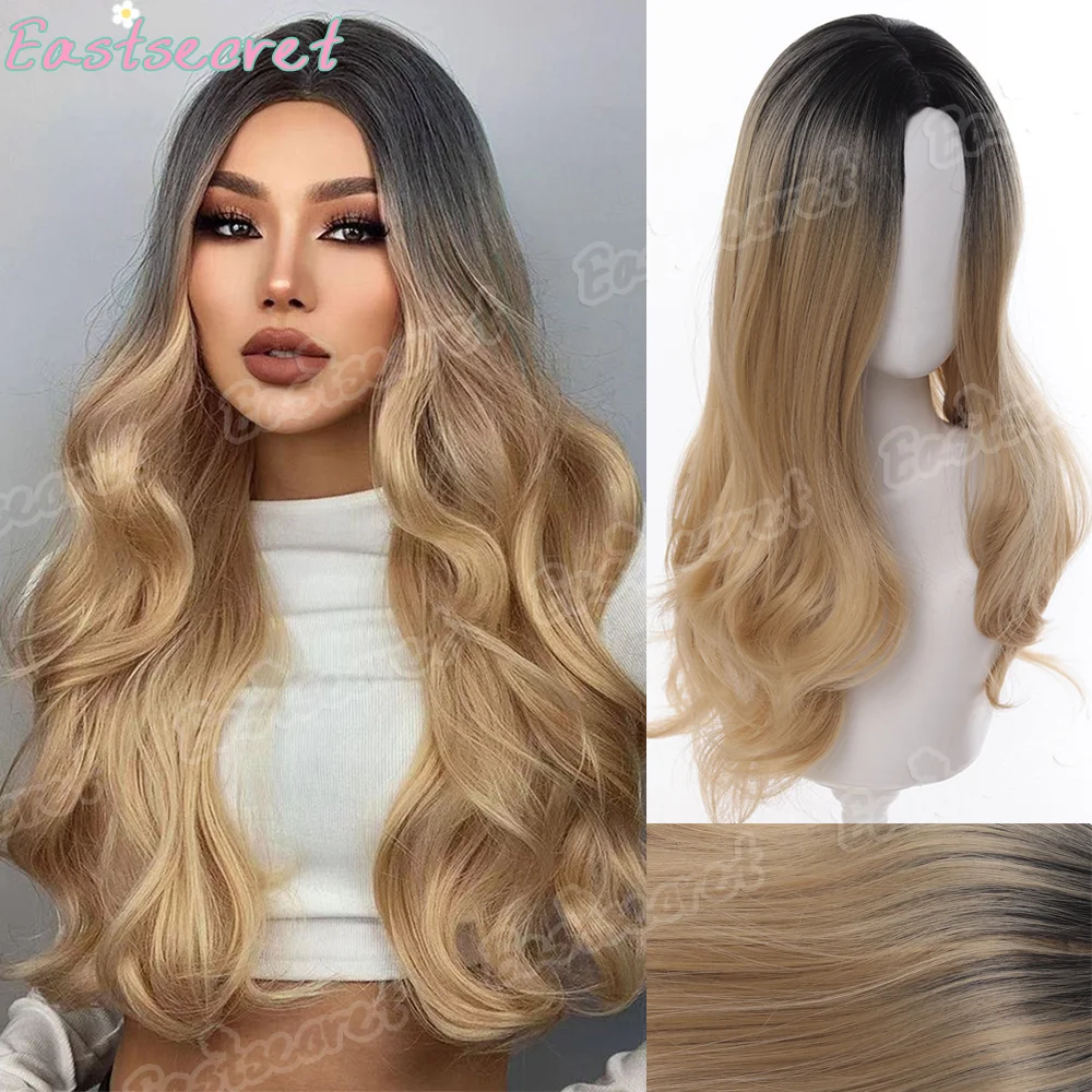 EAST Synthetic wig 22 inches black gradient gold long curly hair wavy wig for girls synthetic lace free wig music festival
EAST Synthetic wig 22 inches black gradient gold long curly hair wavy wig for girls synthetic lace free wig music festival