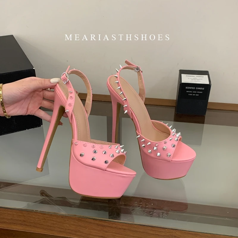 Pink Fashion Design Metal Rivet Back Buckle Strap Platform Sandals Women Wedding Banquet Shoe Sexy Peep Toe Stripper High Heels
Pink Fashion Design Metal Rivet Back Buckle Strap Platform Sandals Women Wedding Banquet Shoe Sexy Peep Toe Stripper High Heels
