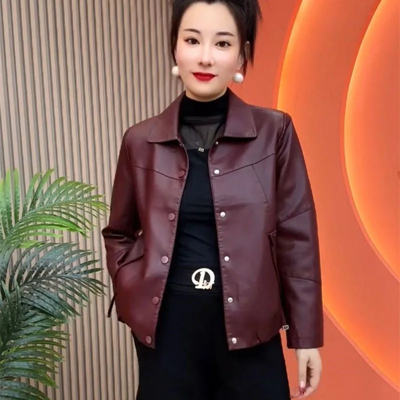 Spring Autumn Women Leisure PU Leather Coat Retro Ladies Large Size 4XL Leather Jacket 2025 Female Fashion Faux Leather Outwear
Spring Autumn Women Leisure PU Leather Coat Retro Ladies Large Size 4XL Leather Jacket 2025 Female Fashion Faux Leather Outwear