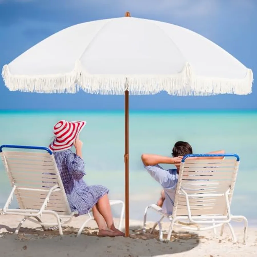 7Feet Patio Umbrella with FringeOutdoor Beach Umbrella with Aluminum Pole Ribs Push Button Tilt and Carry Bag UV 50+ Picnic Tas
7Feet Patio Umbrella with FringeOutdoor Beach Umbrella with Aluminum Pole Ribs Push Button Tilt and Carry Bag UV 50+ Picnic Tas