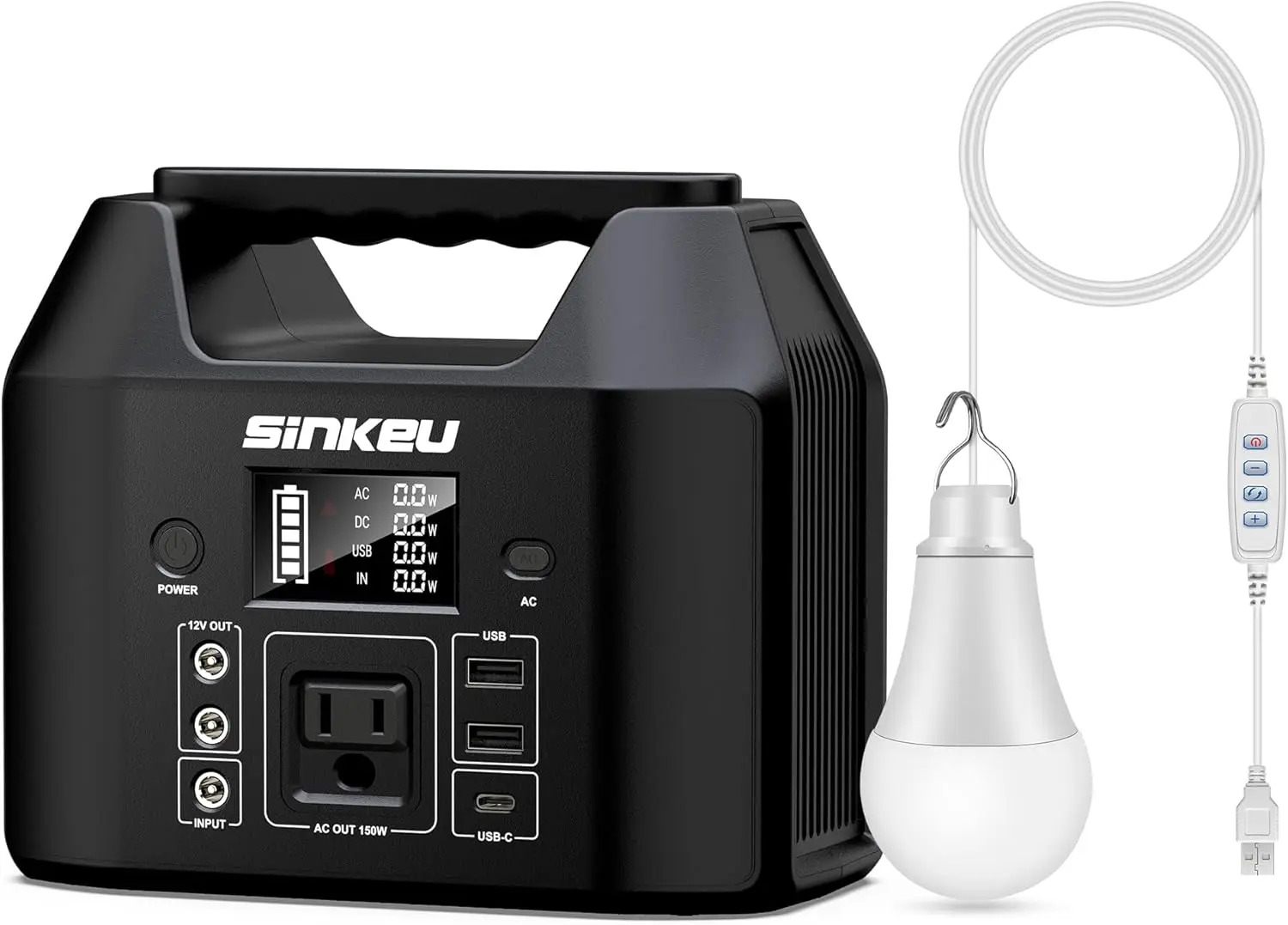 150W Portable Power Station with USB LED Light, LiFePO4 Battery for Camping, Home & Emergency Backup
150W Portable Power Station with USB LED Light, LiFePO4 Battery for Camping, Home & Emergency Backup