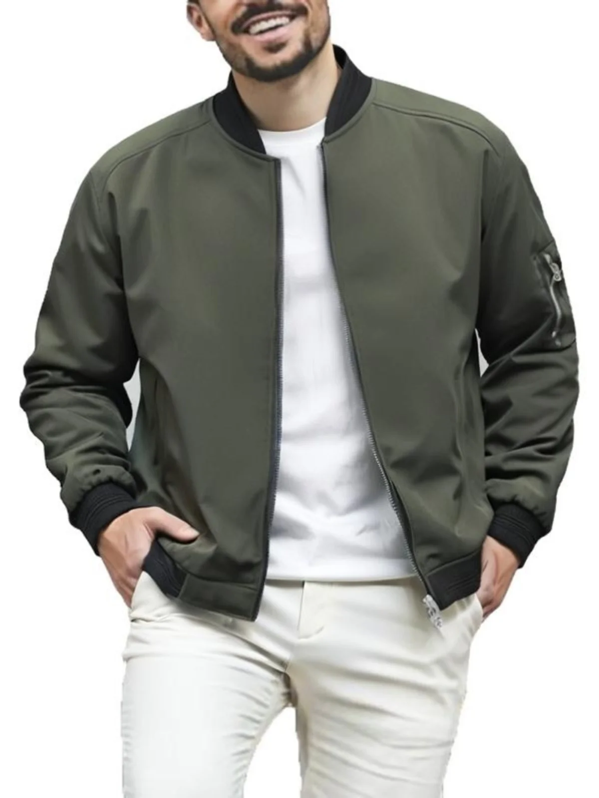 Men's Casual Thin Pure Color Jaet Autumn New Sle Baseball orm Breathable Zipper Decorated Stand Fit Long Sve Coat
Men's Casual Thin Pure Color Jaet Autumn New Sle Baseball orm Breathable Zipper Decorated Stand Fit Long Sve Coat