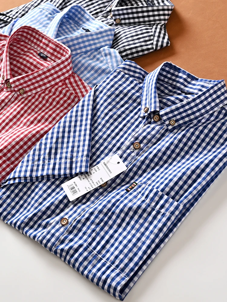 Summer Casual Cotton Shirt Men's Short Sleeve Plaid Color Woven Stand Collar Slim Fit Fashionable Urban Style Youth Clothing
Summer Casual Cotton Shirt Men's Short Sleeve Plaid Color Woven Stand Collar Slim Fit Fashionable Urban Style Youth Clothing