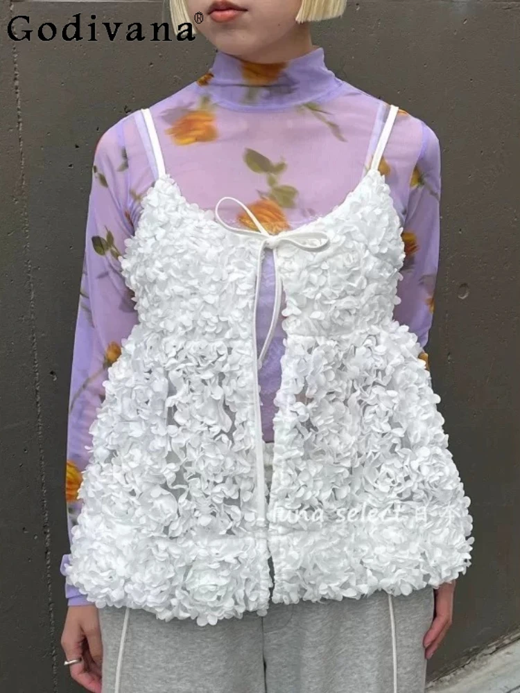 Japanese Sweet Three-dimensional Flowers White Camis Spring and Summer New Clothes Tanks Ladies Fashion Casual Sleeveless Top
Japanese Sweet Three-dimensional Flowers White Camis Spring and Summer New Clothes Tanks Ladies Fashion Casual Sleeveless Top