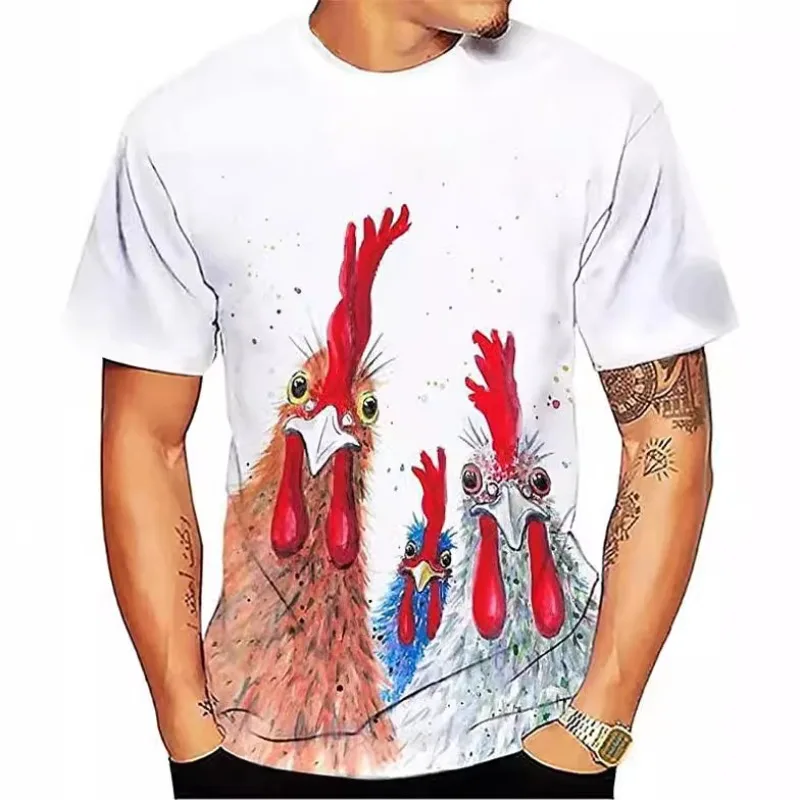 Street personality 3D digital printing funny chicken pattern men's fresh and fashionable short sleeved casual T-shirt men
Street personality 3D digital printing funny chicken pattern men's fresh and fashionable short sleeved casual T-shirt men